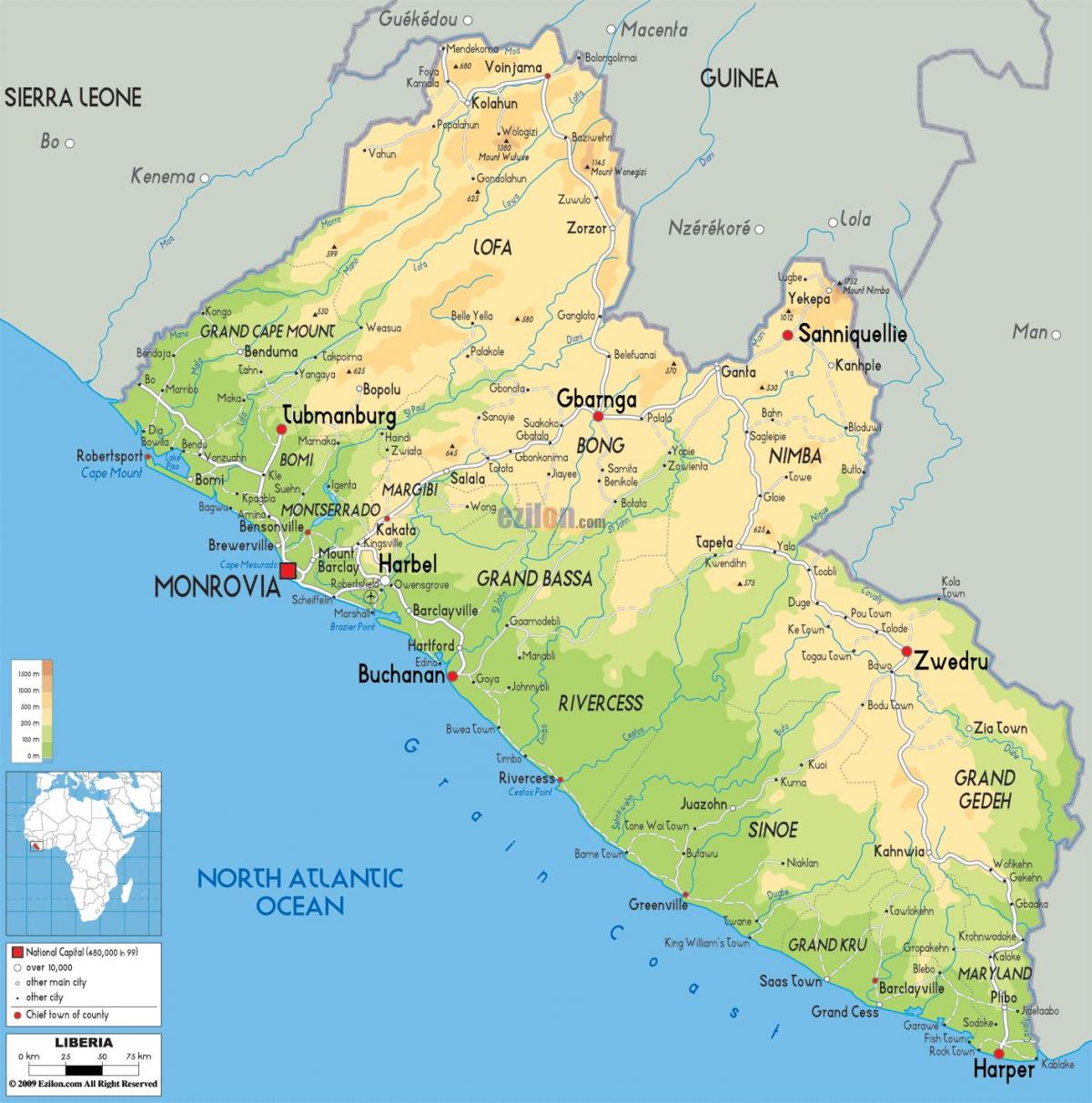 नक्शा लाइबेरिया के