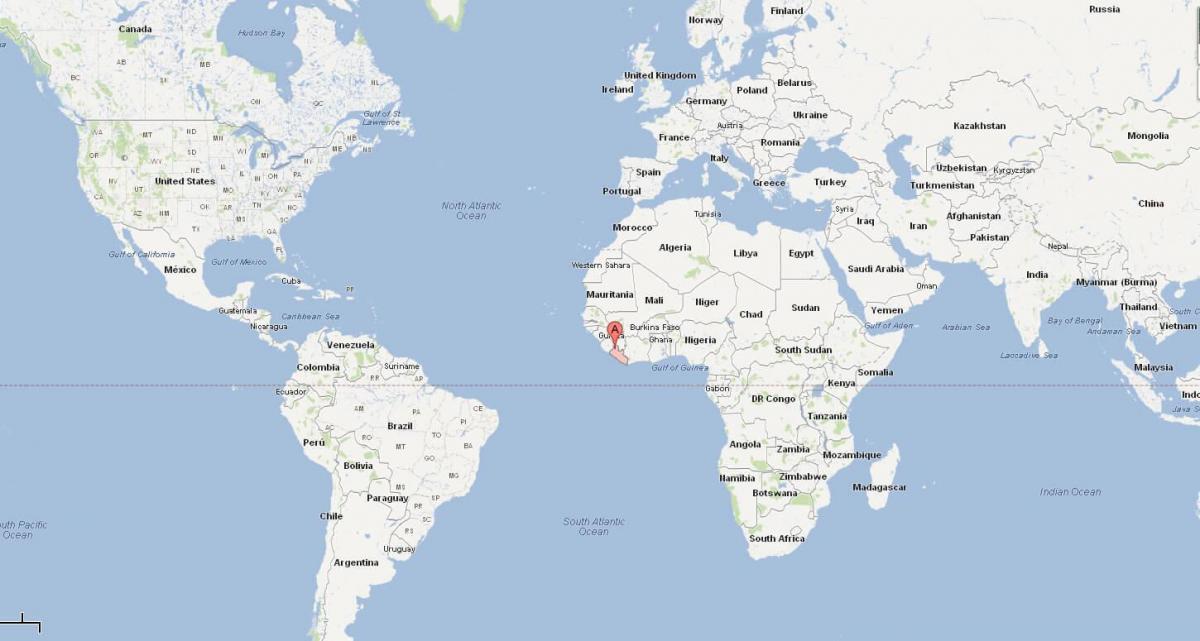 लाइबेरिया स्थान पर दुनिया के नक्शे