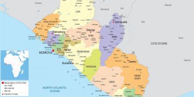 के नक्शे आकर्षित के राजनीतिक मानचित्र लाइबेरिया