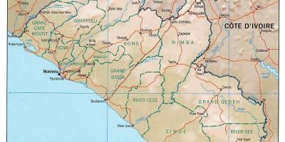 नक्शे के भौगोलिक मानचित्र लाइबेरिया के